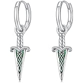 Suiknsn Sword/Dagger/Axe/Raven/Arrowhead Dangle Earrings for Men Women 925 Sterling Silver Turquoise Malachite Oxidized Earrings Punk Jewelry Gothic Halloween Christmas Gifts
