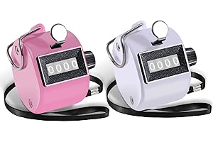 TESEAS Clicker Counter Handheld Tally Counter 4-Digit Number Counter, 2 Pack Hand Mechanical Counters Clickers Pitch Umpire Click Counter for Coaching, Knitting, People, Lap, Fishing, Golf,