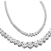 Houston Diamond District 3 to 50 Carat LAB GROWN 17" Straight and Graduating Diamond Tennis Riviera Necklace (D-E Color, VS1-VS2 Clarity)