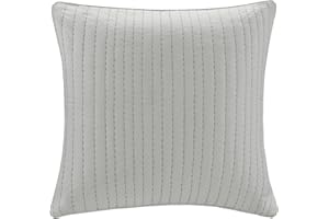 INK+IVY 100% Cotton Single Euro Sham - European Square Decorative Pillow Cover, Hidden Zipper Closure (Cushion NOT Included), Camila, Quilted Grey 26"x26