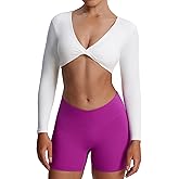 Aoxjox Long Sleeve Crop Tops for Women Metamorph Sienna Twist Deep V Workout Cropped T Shirt Top