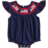 CM C&M WODRO Baby Girls 4th of July Onesie Romper American Flag Jumpsuit Infant Bodysuit Independence Day Patriotic Outfits