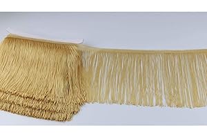 HEARTWISH Fringe Trim Lace Polyerter Fibre Tassel 6inch（″） Wide 10 Yards Long for Clothes Accessories and Latin Wedding Dress and DIY Lamp Shade Decoration Black White Red (Gold)