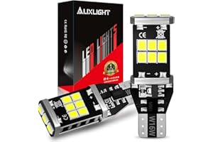 AUXLIGHT 921 912 906 904 T15 W16W 921A Error Free Back Up Reverse 3rd Brake Center High Mount Stop Light Bulbs, Super Bright High Power 6000K Xenon White replacement for Cars, Trucks, RVs (Pack of 2)