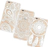 iPhone 6s Case, AiGoo 3-Pack Plastic Case Ultra Slim Cover, Henna White Floral Paisley Flower Mandala Retro/Vintage Floral Flowers Pattern Cover Clear Hard Case for iPhone 6 (2014), iPhone 6s (2015)