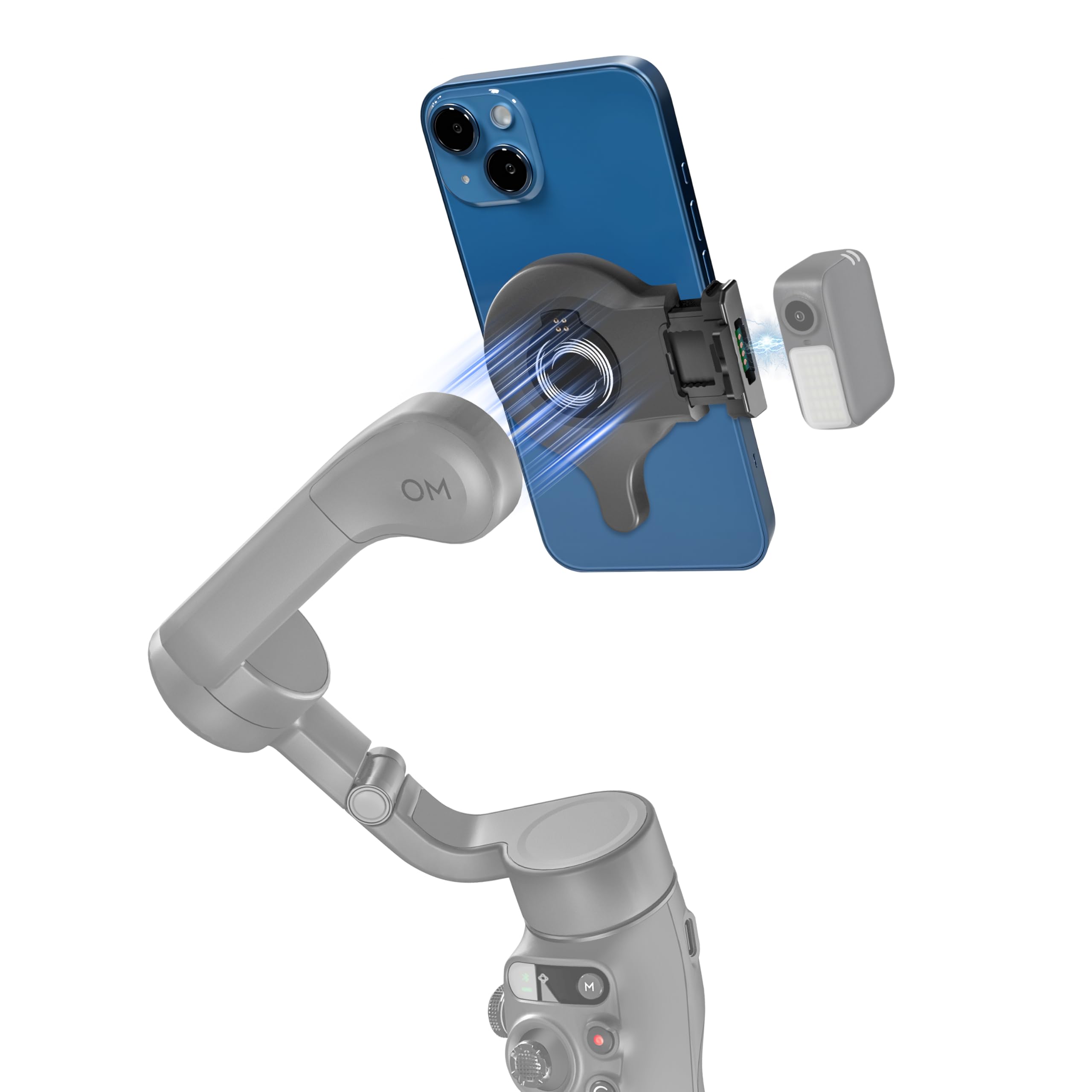 Photo 1 of OM Magnetic Mount for DJI Osmo Mobile 8/7P/7 Gimbal Stabilizer, Double-sided Magnetic Quick-Release Mount Retractable Extension for MagSafe Phone Compatible with OM Multifunctional Tracking Module