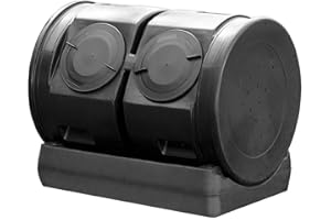 Good Ideas Compost Wizard Outdoor Garden Dual Tumbler Compost Container, Black