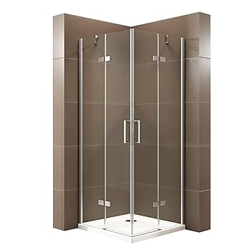 Bernstein Badshop Duschkabine mit Drehtür Eckeinstieg Dusche EX809 - Nano Hebe-Senk-Mechanismus ESG-Sicherheitsglas - Duschab