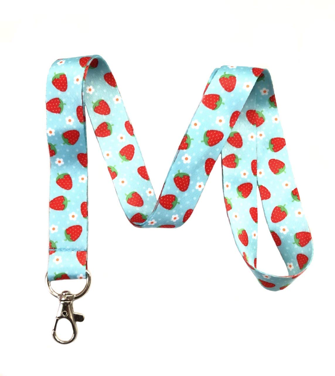 Fruit Print Lanyard Key Chain Id Badge Holder (Strawberry)