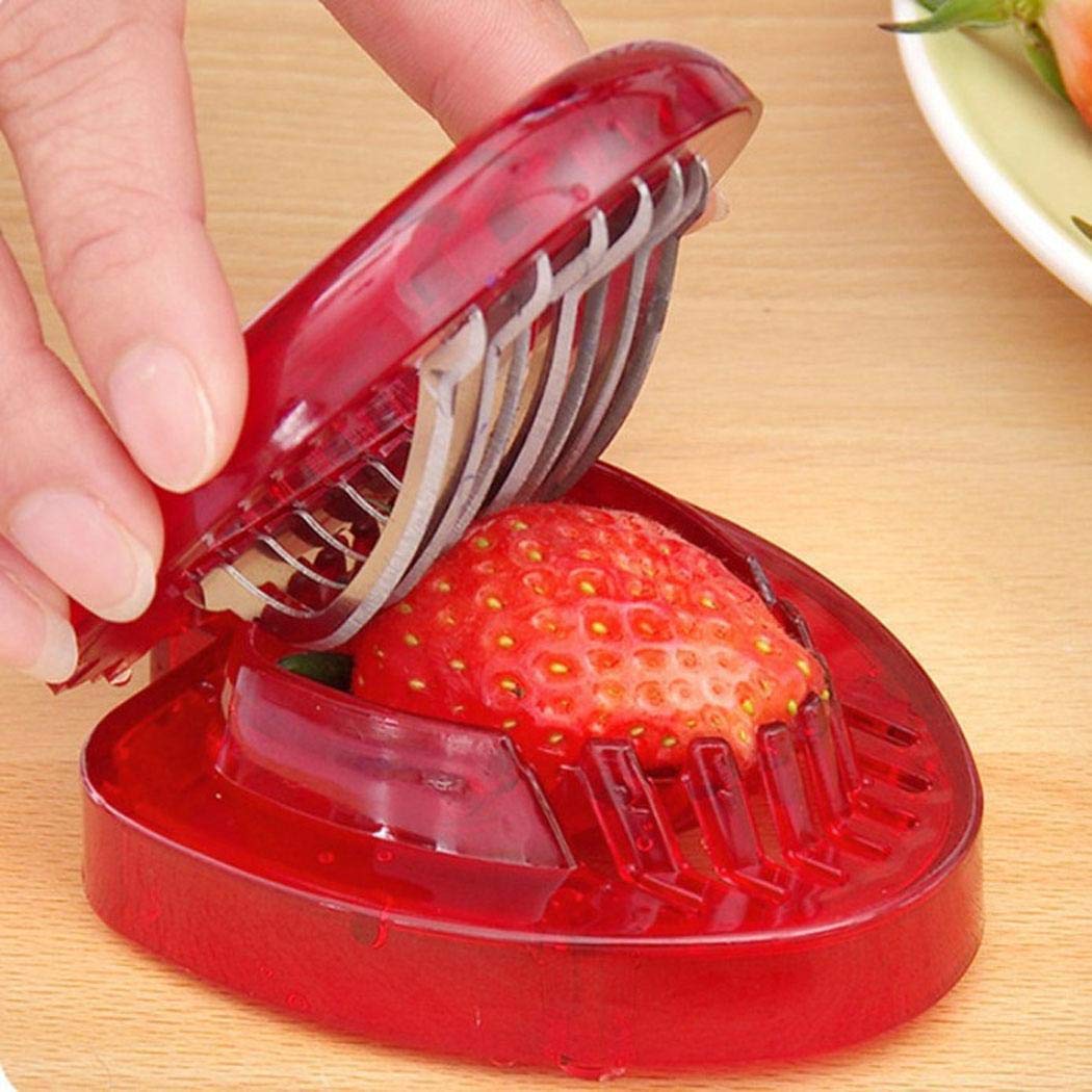 Piokikio Mini Strawberry Slicer Craft Fruit Cutter Gadgets Kitchen Tool with Stainless Steel Blades