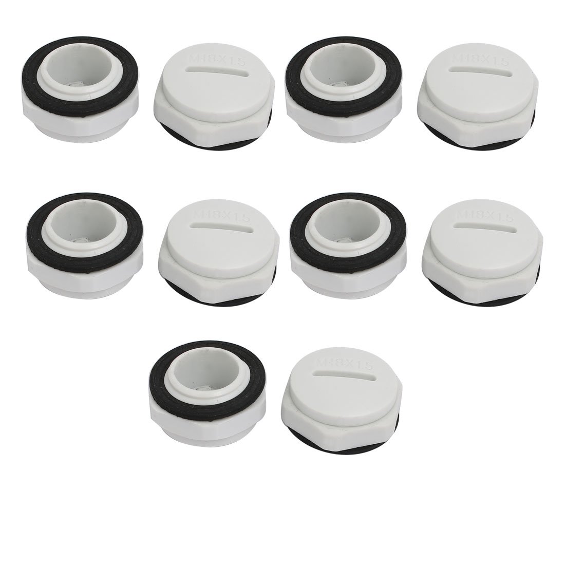 Sourcingmap M18 Nylon Male Threaded Cable Gland Screw End Cap Cover 10pcs