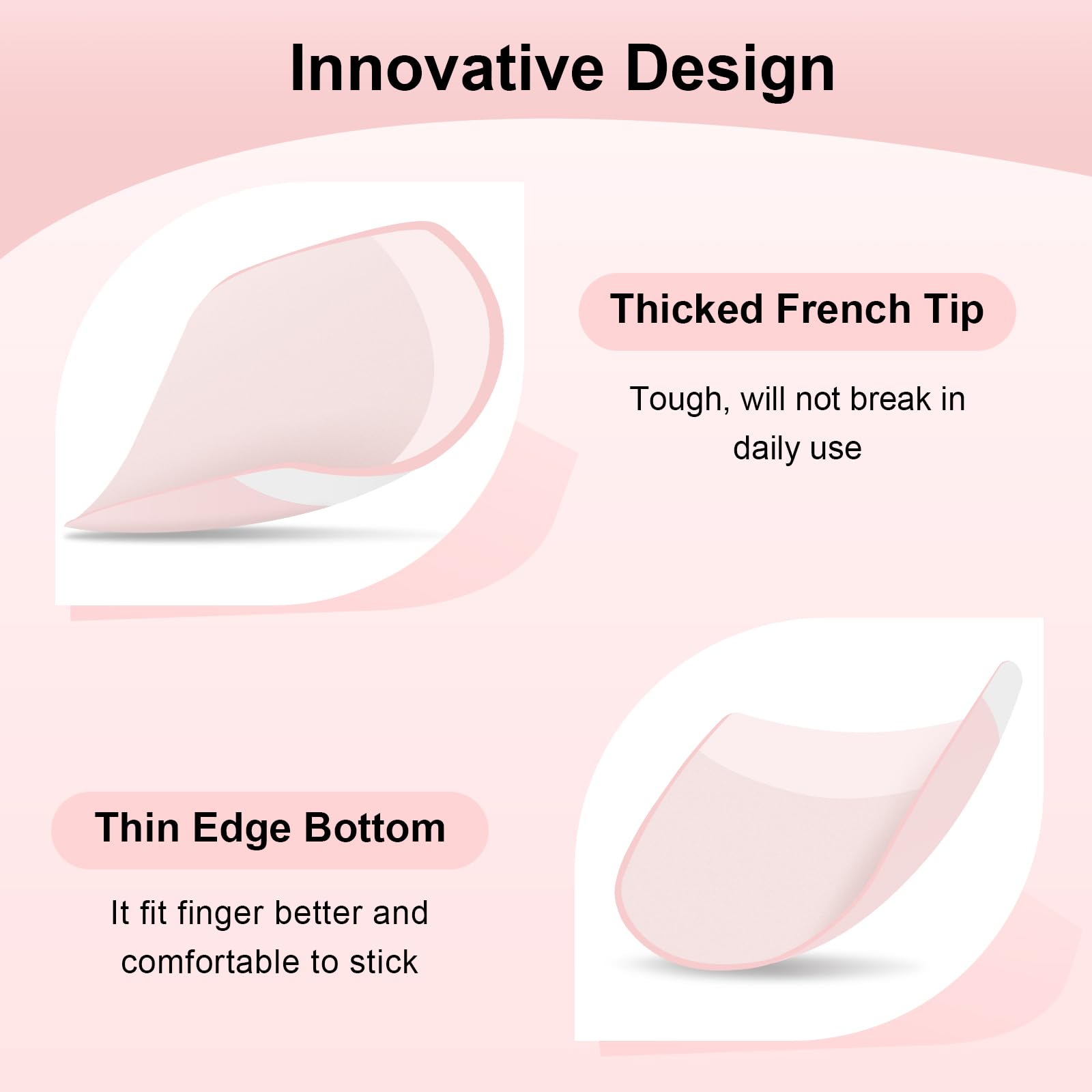 Yokilly Natural French Acrylic False Nails Kit Including 12 Different Size Short Press on False Nails,Pink White Nails Tips Sets with Nail Glue Stickers,Files and Stick (120 Pcs) - Image 3