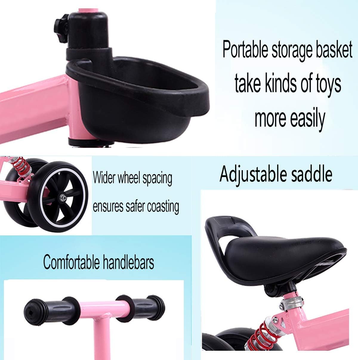 Kids Balance Bike Kesida Children Walking Training Scooter Bicycle Without Pedal Footrest for 2 to 6 Years Old Kids and Toddlers (Pink): Kitchen & Dining