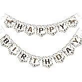 Letjolt Western Happy Birthday Banner Boys Birthday Signs Flag Cowboy Theme Party Decorations Supplies Nursery Hanging Décor15 pcs