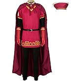 Uisozsfeb Men & Kids Classic Role Lord Costume Halloween Cosplay Red Cloak Top Costumes Robe Cape