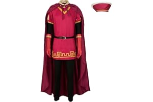 Xyjrnjvh Men Farquaad Costume Hat Outfits Red Cloak Top Robe Cape Headwear Halloween Cosplay Fancy Dress Clothes Full Set