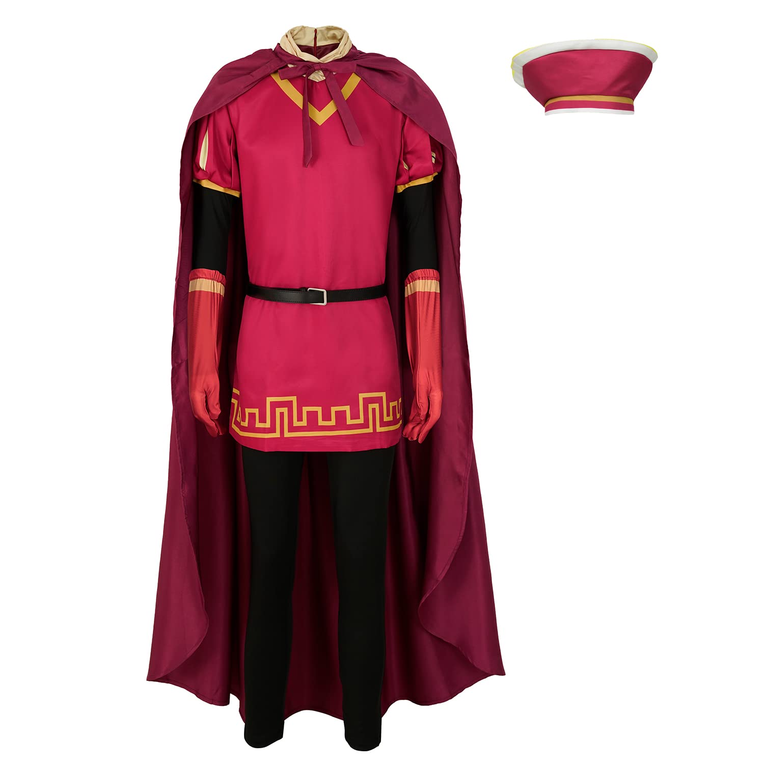 Photo 1 of Xyjrnjvh Men Farquaad Costume Hat Outfits Red Cloak Top Robe Cape Headwear Halloween Cosplay Fancy Dress Clothes Full Set(red,Adult-2XL)
