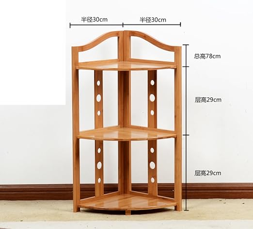 Bamboo Corner Shelf Living Room Shelves Solid Wood Multilayer