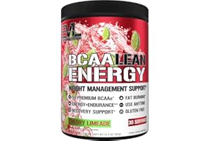 EVLUTION EVL BCAA Lean Energy Powder - Pre Workout Green Tea Fat Burner Support with BCAAs Amino Acids and Clean Energizers - Post Workout Recovery Drink for Lean Muscle Recovery - Cherry Limeade