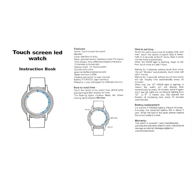 touch screen led watch set instructions