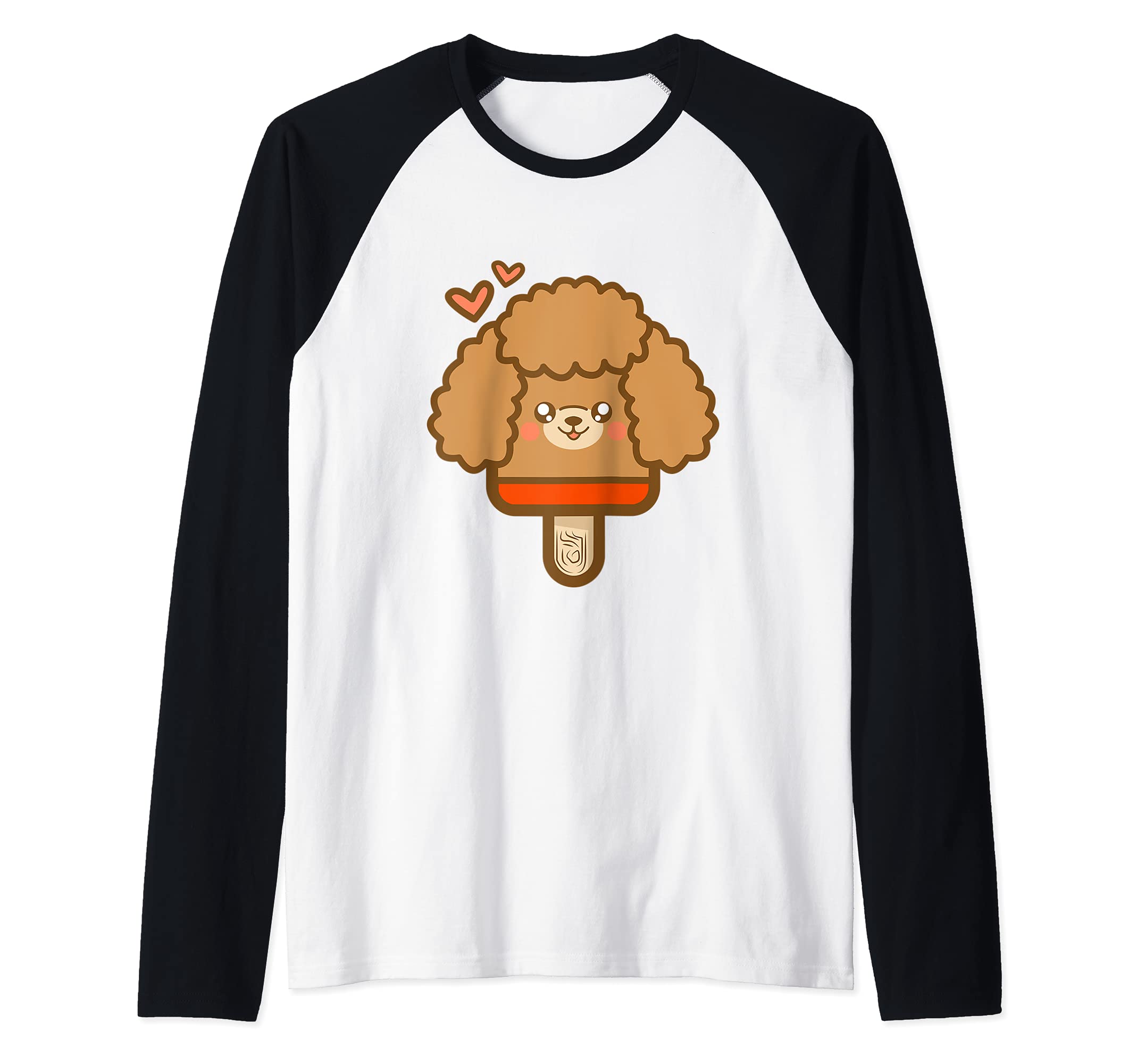 Cute Kawaii Brown Poodle Dog Popsicle Raglan Baseball Tee