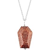 NJCRAFT Gemstones Coffin Pendant Necklace, Handmade Jewelry, AAA Grade Polished Stones, Chakra & Healing Crystals, Adjustable Chain, Artisan Crafted Gift for Women, 18 Inch