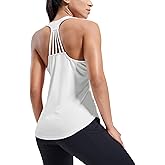 MIER Womens Workout Tank Tops Sleeveless Yoga Athletic Running Dry Fit Shirts Racerback Soft Gym Muscle Tee, Scoop Neck