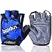 MIFULGOO BDHGF-H Boy Girl Child Children Kid Half Finger Fingerless Short Gloves for Cycling Skate Skateboard Roller Skating (Blue, L)