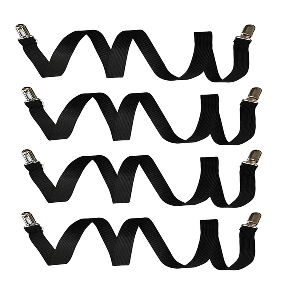 Auivguiv Bed Sheet Clips Sheet Straps Adjustable Long fitted Sheet Suspenders,Hold Bed Sheet In Place Firmly,Fit for Single,King,Queen Mattress (Black)