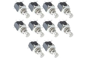 ESUPPORT 6Pin DPDT Latching Stomp Foot Switch Pedal Guitar Push Button Metal True Bypass AC 250V/2A 125V/4A Pack of 10