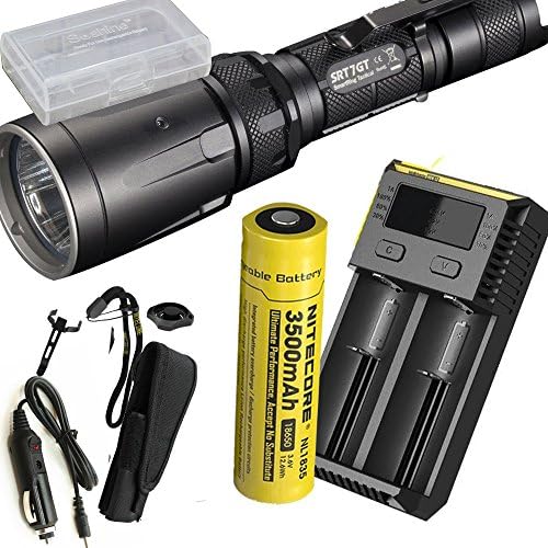 Eartha NITECORE SRT7GT Flashlight CREE XP-L HI V3 LED RGB Light max 1000LM beam distance 450 meter tactical torch for outdoor sports with NL1823 battery,I2 charger,NITECORE car charger,battery case