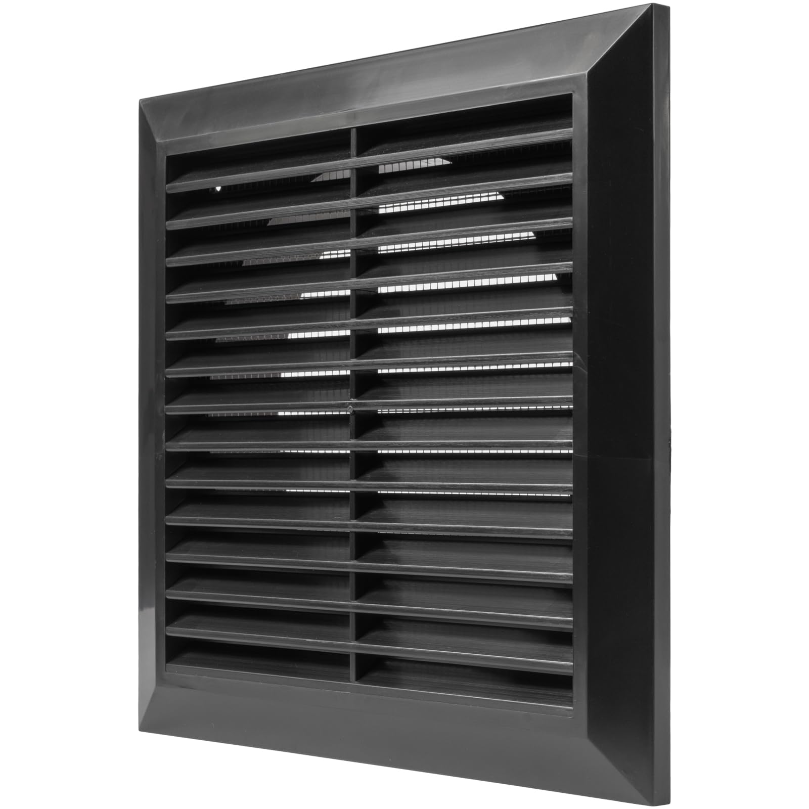 Photo 1 of Vent Systems 6" Inch Black Louvered Vent Cover – Durable Plastic Air Exhaust Grille with Flange and Built-In Mesh Screen – Weather-Resistant HVAC Outlet for Bathroom, Kitchen, Garage Ventilation