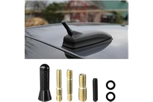 Sylvil Car Short Antenna, 1.37" Aluminum Radio Antennas Replacement, Carbon Fiber Antenna Kit with Screws, AM/FM Roof Mount Car Radio Reception Antennas Mast for Most Cars SUVs (Black)