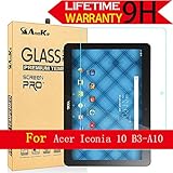 Acer Iconia One 10 B3-A10 Glass Screen Protector, AnoKe [Lifetime Warranty](0.3mm 9H) Tempered Film Shield For B3-A10 Glass