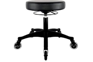 TAKE UR SEAT® 15" Table Height Adjustable Round Seat Stool Heavy Duty Built and Shipped Within 24 Hours, Spa, Medical, Lab, Black (Rubber Caster)