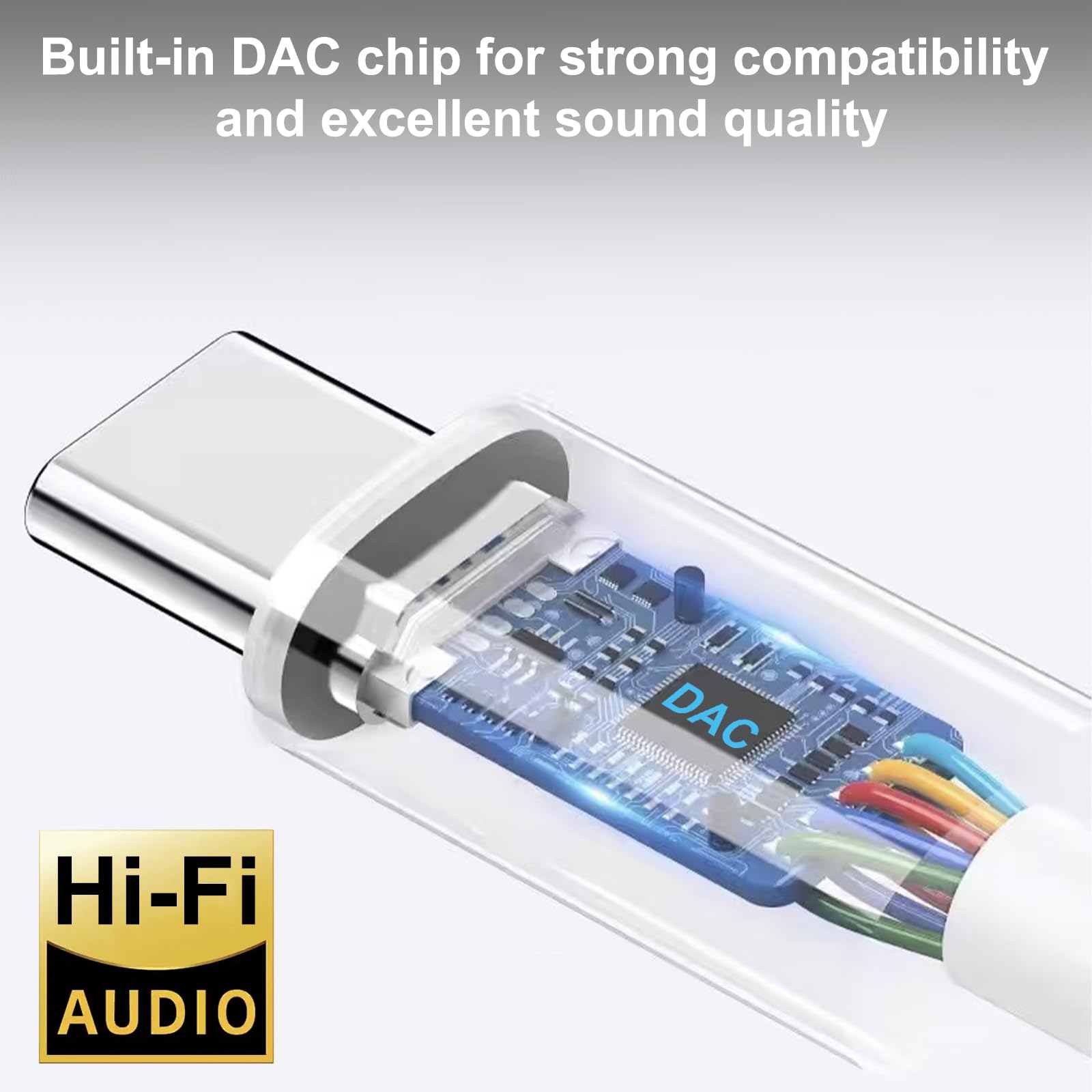 2 Pack USB C to 3.5mm Headphone Jack Adapter, Hi-Fi DAC Audio Converter with Microphone, Compatible with iPhone 15/Pro, Samsung Galaxy, iPad Pro, MacBook, Pixel, Black & White