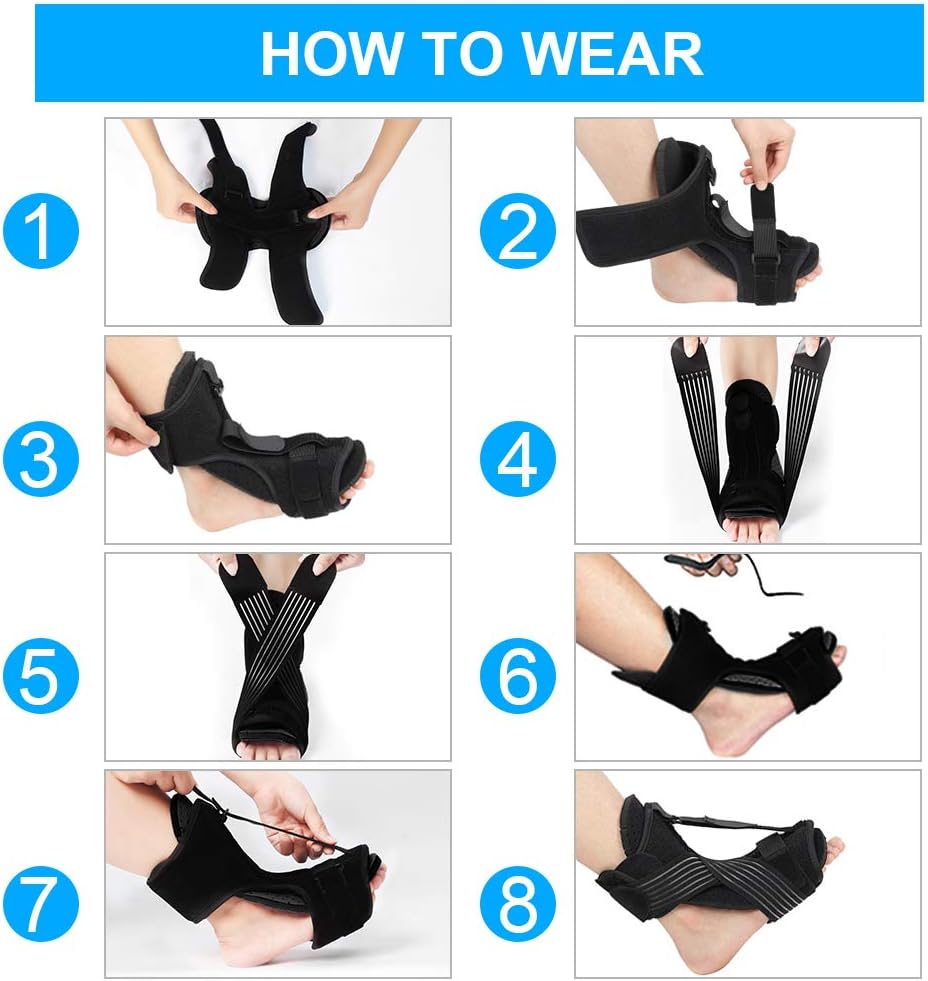 Aojun 8 pcs Plantar Fasciitis Night Splint Planters Facitis Support for Ankle Brace Foot for Plantar Fasciitis-Black: Health & Personal Care