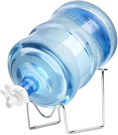 Flexzion Water Dispenser Stand 2-5 Gallon Jug Holder Metal Cradle Valve Plug
