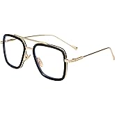 Onrtry Tony Stark Blue Light Blocking Glasses for Men Women Retro Metal Frame Iron Man Spider-Man Eyeglasses