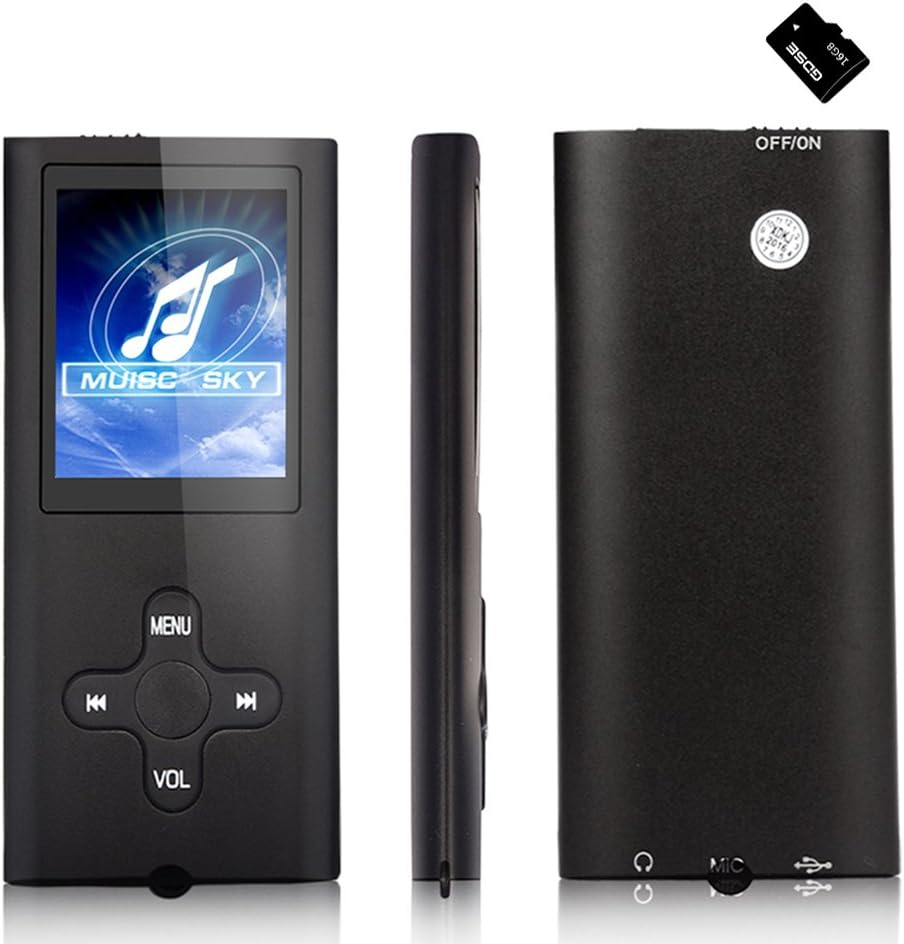 Goldenseller 16GB Mp4 / Mp3 Player for a Micro SD Card Slot, Portable Videos Player, Media Player, Music Player, Voice Recording Player, With a support of MP3, WMA, JPEG and TXT files (16GB, Black)