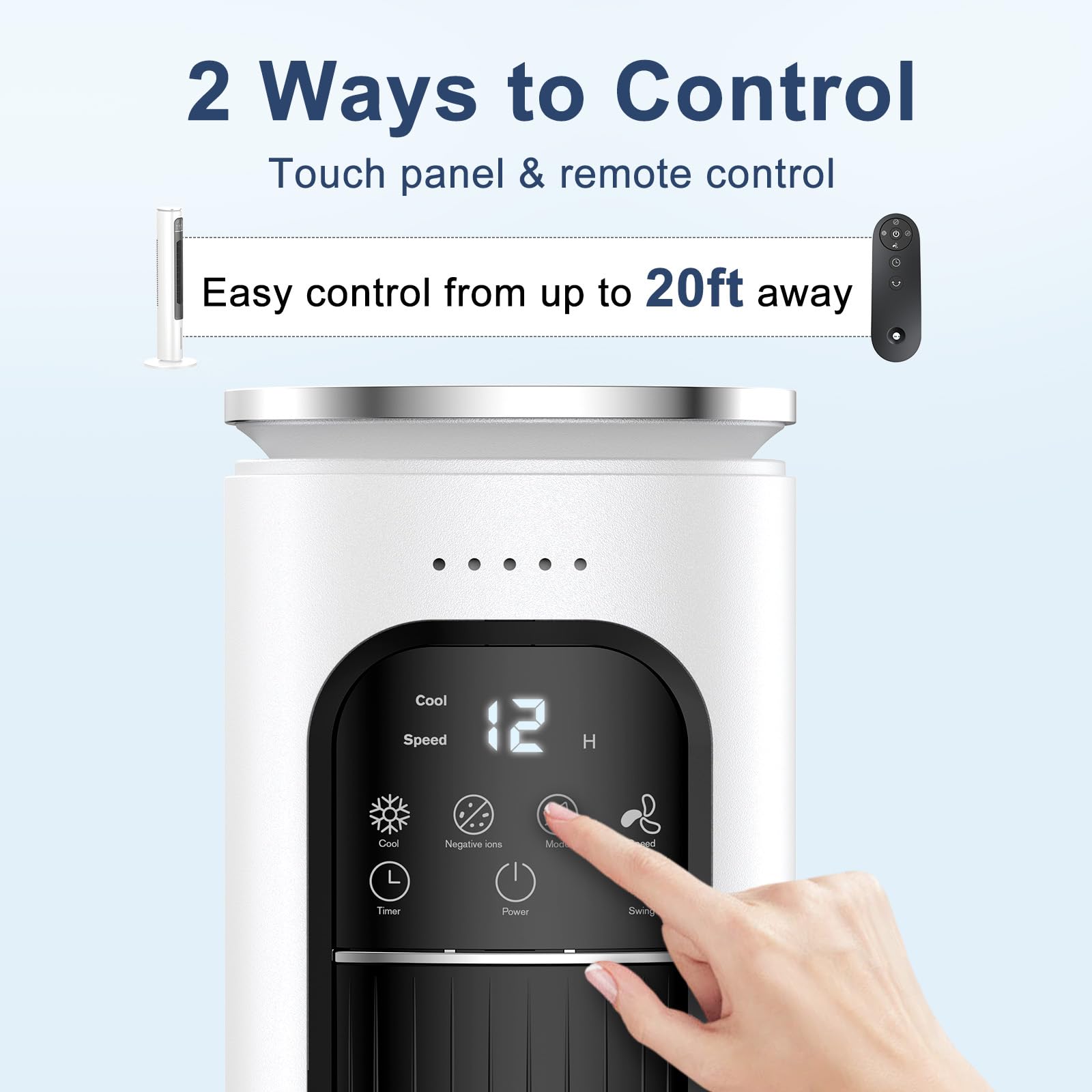 Windowless Portable Air Conditioner Ac Unit with Remote,37” Ventless Evaporative Air Cooler,Quiet Swamp Cooler for 4 Modes, Ductless Tower Fan For 12H Timer, Ice Packs for home Bedroom Indoor White