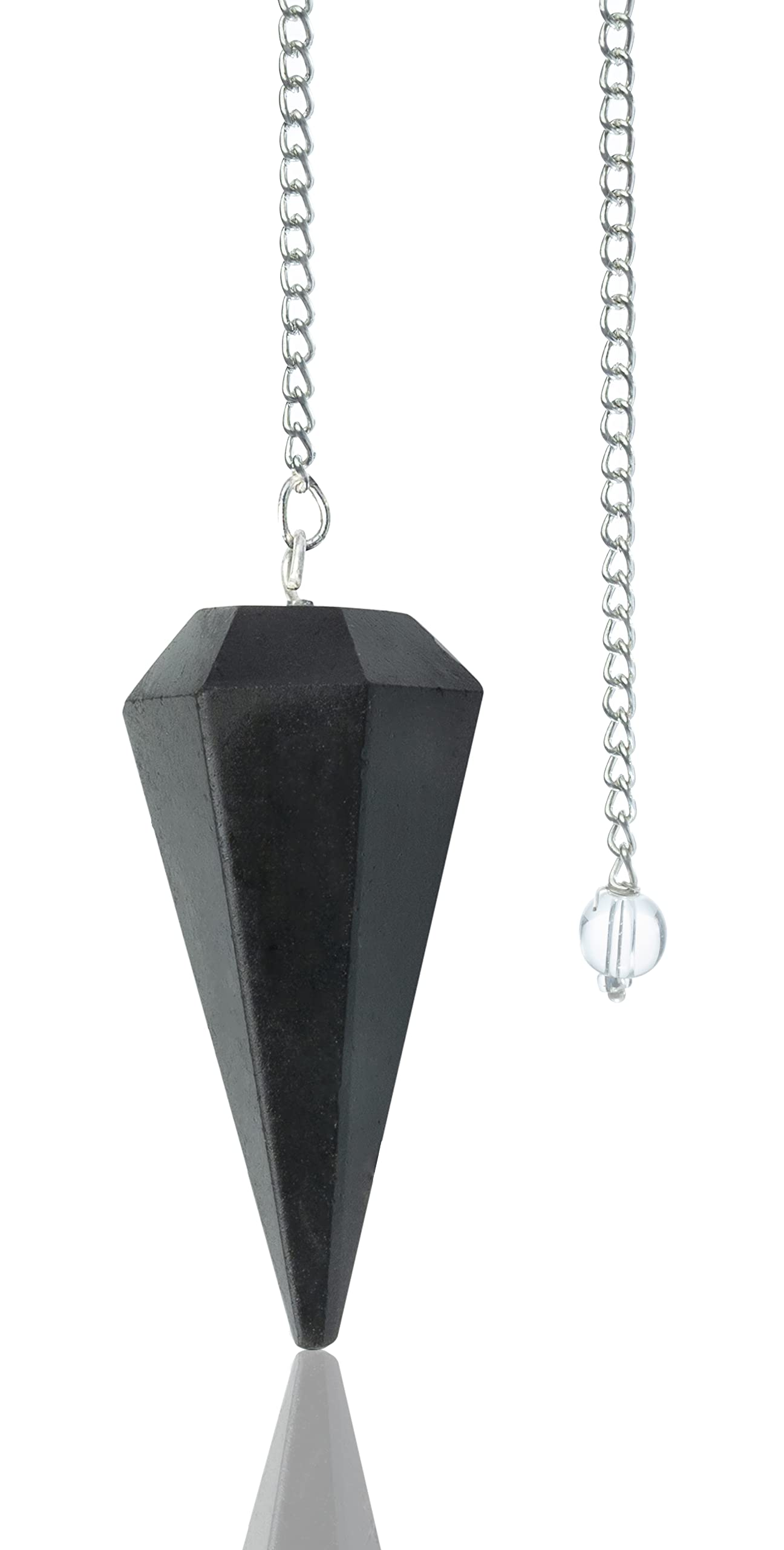 Crocon® Black tourmaline Healing Crystal Pendulum for Dowsing Divination 6 Faceted Pointed Healing Reiki Quartz Witch Wicca Dowsing Balancing Spiritual Gemstone Point Pendant Pendulums