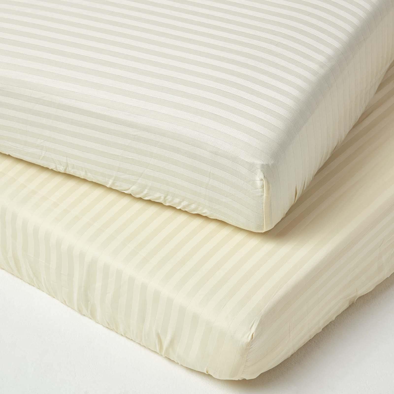 HOMESCAPES Yellow Cot Fitted Sheets 60 x 120 cm 2 Pack 100% Egyptian Cotton Percale Soft Hypoallergenic Cot Sheet with Fully Elasticated Skirt Breathable Easy Care 330 TC 500 Thread Count Equivalent