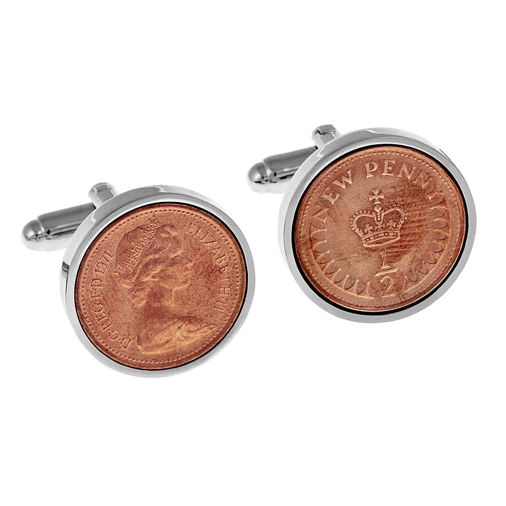 1971 Birthday - 1971 English Halfpenny Cufflinks