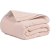 Salt Earth 100% Cotton Muslin Throw Blanket, 80"X90" Queen 4 Layered Gauze Blanket Throw for Couch, Bed, Living Room, Home, Light Christmas Blankets and Throws for Christmas Gifts (Rose Dust)