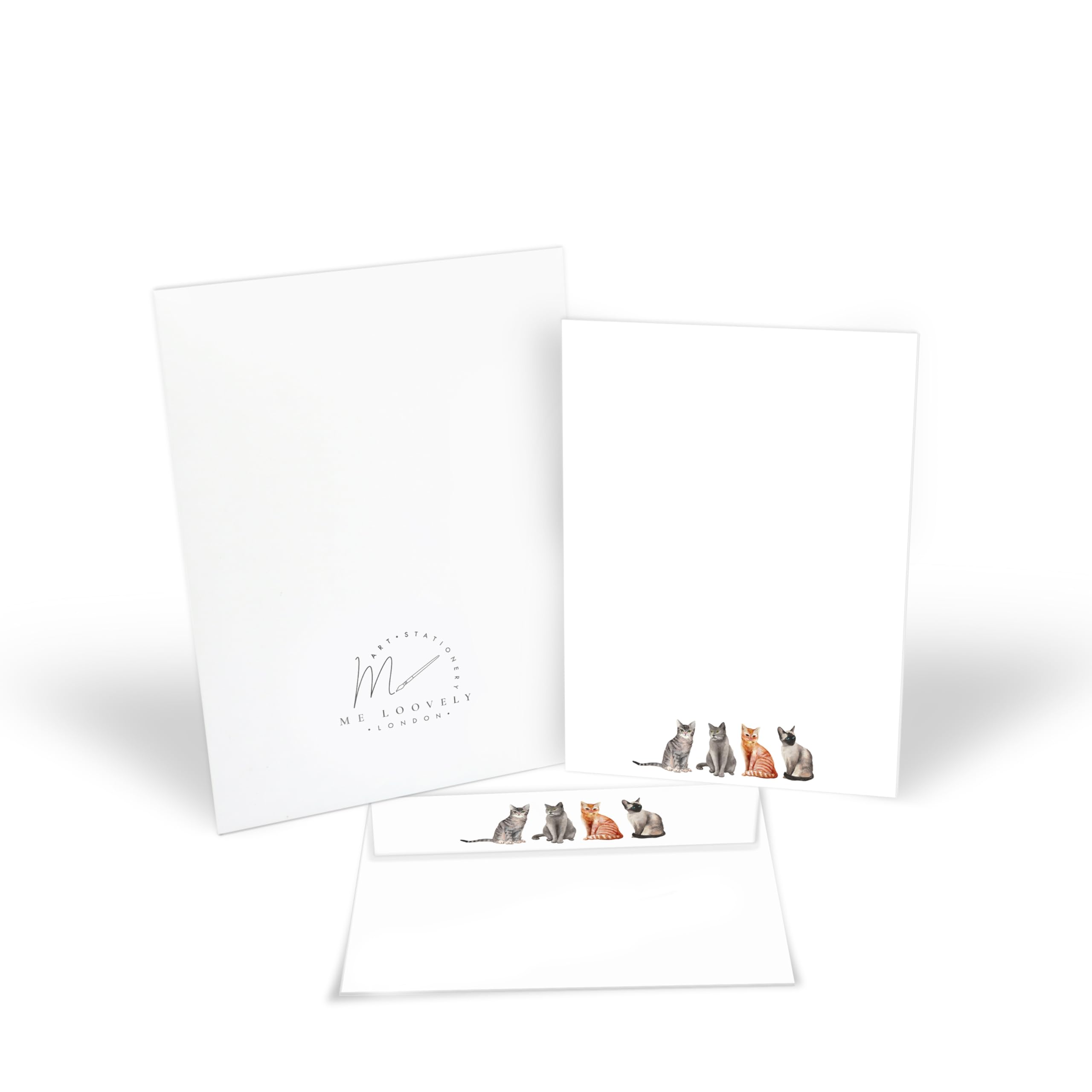 Me Loovely Four Cats Letter Writing Paper and Envelopes Set A5 Size Letters Papers Stationery Supplies for School Home & Office | Christmas Gifts (10 Letters and 10 Envelopes with Gift Envelope)