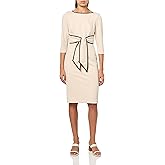 Adrianna Papell Tipped Crepe Tie Dress, Waterfall/Navy Sateen
