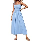 Sunny Spirit Women's Sleeveless Spaghetti Strap Maxi Dress 2026 Casual Boho Summer Dresses Smocked Long Beach Sundresses
