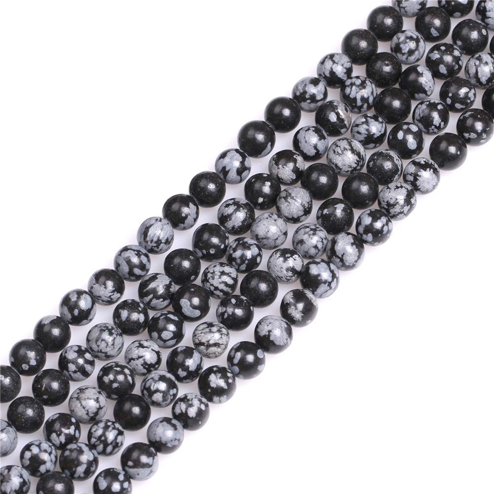 GEM-Inside Natural 6mm Black Nowflake Obsidian Round Gemstone Semi Precious Loose Beads for Jewellery Making 15''