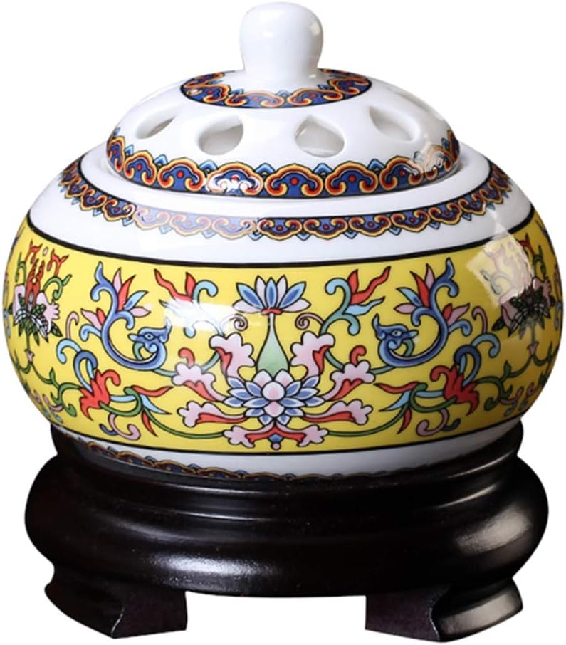 SYTH Ceramic Incense Burners Towers Holder Essential Oils Diffuser Timing Temperature Control Electronic Censer Home Porcelain Balcony Porch Patio Garden Essential